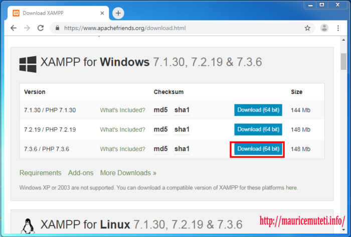 free download xampp for windows 7 32 bit