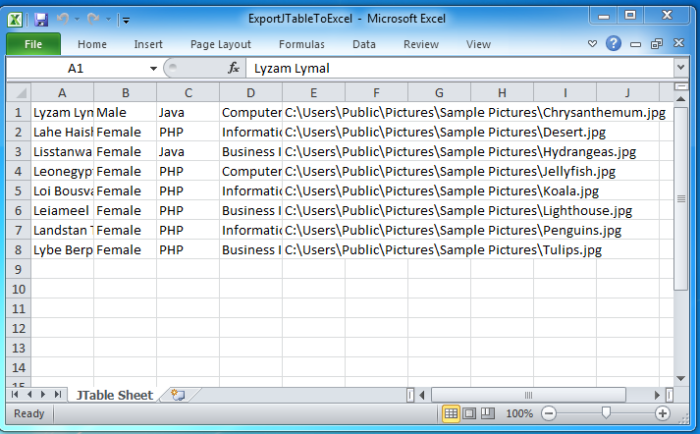 How To Import Excel in Java JTable (GUI) Swing Application Tutorial - Netbeans -Imported Excel