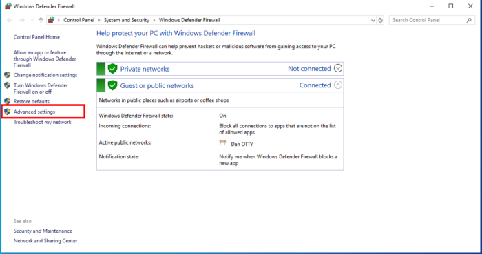 How To Allow And Block A Program From Accessing The Internet In Windows 10 Using Windows Firewall - Advanced Settings