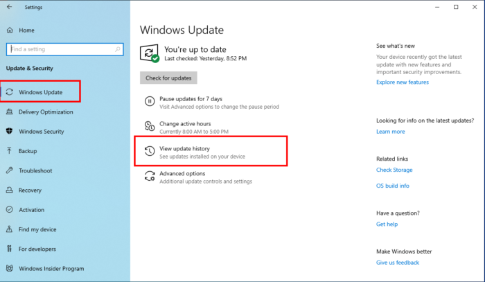 How To Uninstall Windows 10 Updates - View Update History