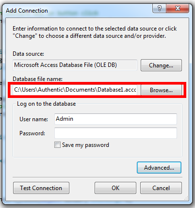 How To Add Ms Access Database To Visual Studio 2010 - Connection String Database File Name