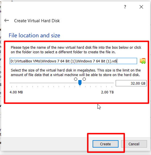 How to Install Windows 7 x64 Bit Ultimate On Oracle VM VirtualBox - File Location And Size