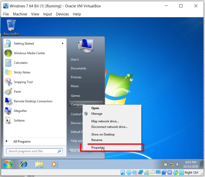How to Install Windows 7 x64 Bit Ultimate On Oracle VM VirtualBox - Select Properties