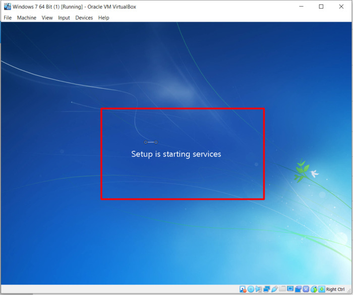 How to Install Windows 7 x64 Bit Ultimate On Oracle VM VirtualBox - Setup starting services
